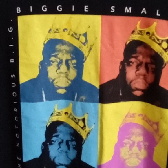 the Notorious B.I.G. Biggie Smalls Crown Tee Shirt Size M Black Short Sleeve - Picture 4 of 4